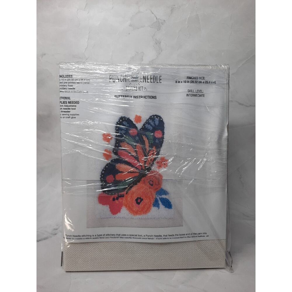 Needle Creations Punch Needle Canvas Kit Butterfly 8x10 Intermediate